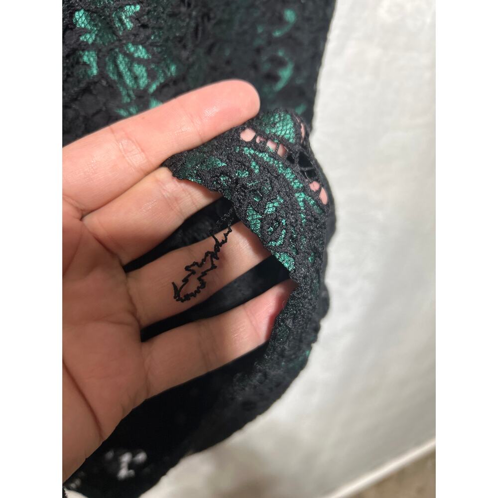 Joe Browns Shift Dress US 20 Black Green Lace Short Sleeve Knee Length Lined - Picture 7 of 11